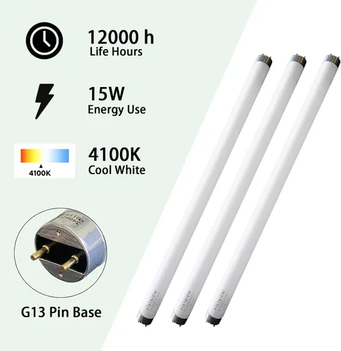 Miniatura 3 de F15T8-CW 15 vatios Luz blanca fría, lámpara lineal fluorescente T8 de 18" para RV, bombilla de repuesto para luminaria Philips Alto ECO GE Staco