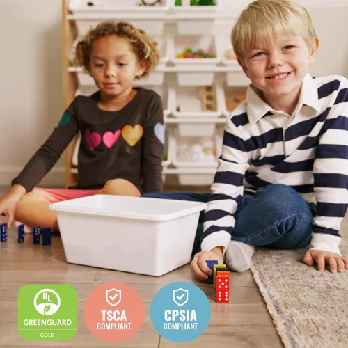 Miniatura 7 de ECR4Kids Organizador de 4 niveles con 12 cajones, para almacenamiento de juguetes, color natural oscuro/blanco