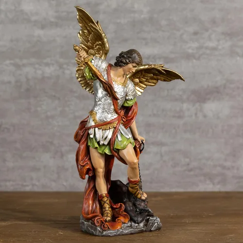 Miniatura 4 de BC - Estatua de San Miguel católico, figura de arcángel de 12 pulgadas de alto, protector de los fieles, decoración católica del hogar, escultura