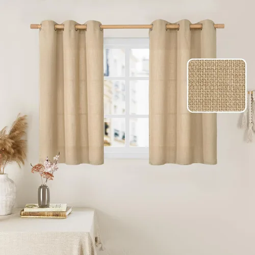 Miniatura 17 de LAMIT Cortinas de Lino Blancas Semitransparentes para Dormitorio, Paneles Filtrantes de Luz, Cortinas de Lino con Ojales de Protección de Privacidad