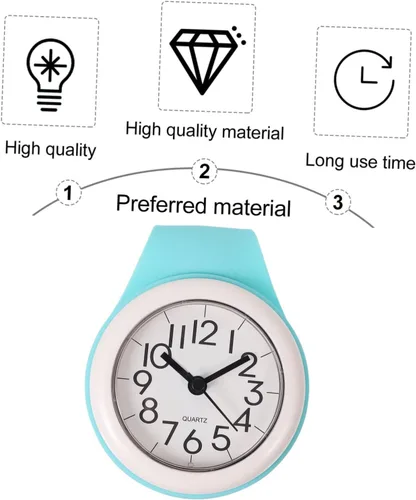 Miniatura 8 de Cabilock Reloj de pared con ventosa para baño, cocina, fácil instalación, gancho de ventosa, mango curvado para uso versátil, marcas de movimiento