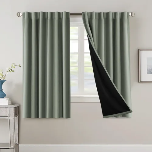 Miniatura 147 de H.VERSAILTEX Cortinas 100% opacas para dormitorio con forro negro, cortinas de oscurecimiento de habitación completa, con aislamiento térmico