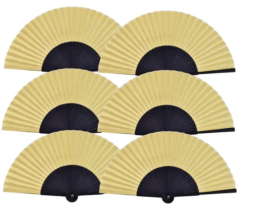 Miniatura 8 de Ventilador de mano de papel plegable de bambú, regalo de boda, fiesta, hogar, oficina, bricolaje, decoración, gris