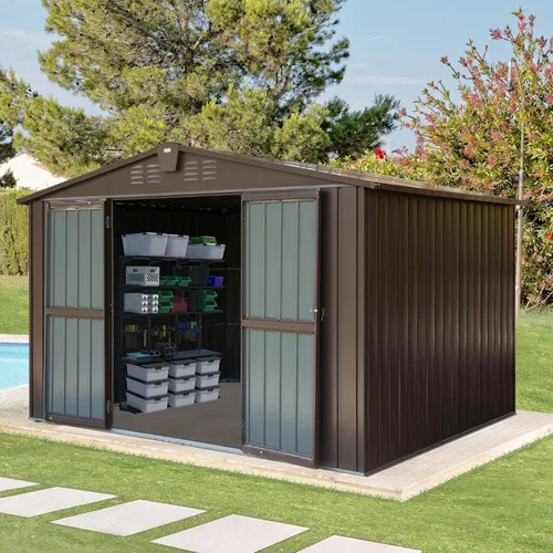 Miniatura 8 de Domi - Cobertizo de almacenamiento de 5 x 3 pies, cobertizos de metal y espacio libre con puerta con doble cerradura, cobertizo pequeño para jardín