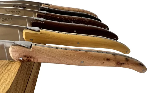 Miniatura 3 de Laguiole en Aubrac Juego de 6 cuchillos de carne de acero inoxidable mate totalmente forjados con asas de madera mixta