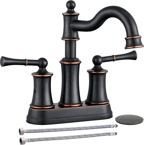 Miniatura 9 de Grifo de baño romano WINKEAR para montaje en cubierta o montaje en pared; instalación con tapón de desagüe emergente con placa cobertora y líneas