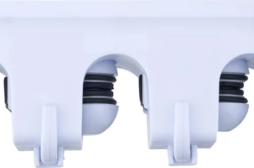 Miniatura 6 de Superio Soporte de pared para fregona y escoba (negro) Herramientas de limpieza Organizador de pared, 5 ranuras para estante y 6 ganchos