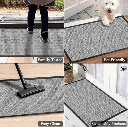 Miniatura 7 de A1HC - Tapete antideslizante para puerta delantera, patio, garaje y oficina, tapete de bienvenida lavable para uso en interiores y exteriores, 36 x