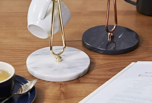 Miniatura 5 de JEmarble Soportes para tazas con soporte chapado en cobre (negro) para encimera, tazas de café y estante de almacenamiento para tazas de té