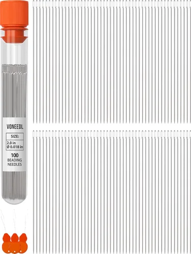 Miniatura 7 de VONEEDL 60 Agujas de Enhebrado Rectas con Tubo de Almacenamiento Conveniente Tamaño 10-0.45mm (0.017in) Agujas Extra Finas para Semillas - Perfectas