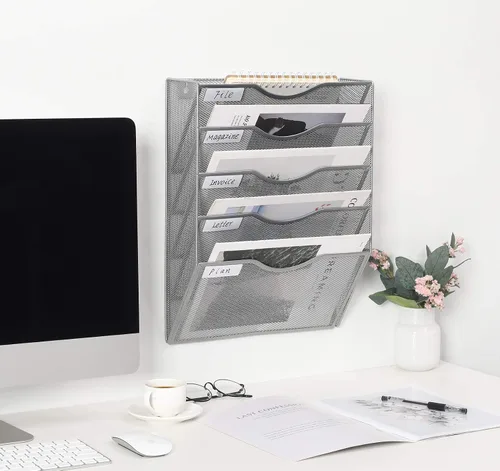 Miniatura 7 de EasyPAG Organizador de Archivos Colgante de Pared, Organizador de Correo de 5 Bolsillos Montado en Pared, Soporte Vertical para Documentos
