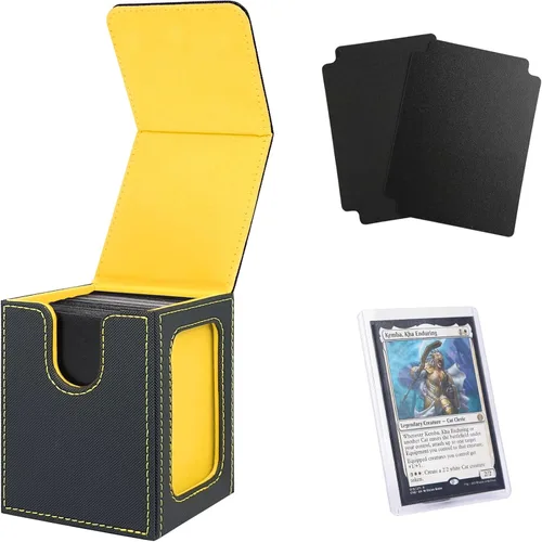Miniatura 14 de Venssu MTG Caja de cubierta para pantalla Commander, caja de cartas para 100 tarjetas de doble funda, almacenamiento de tarjetas TCG con 2 divisores
