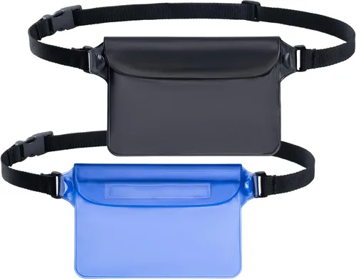 Miniatura 10 de CADONO Paquete de 2 fundas impermeables con correa ajustable para la cintura Bolsa seca sensible al tacto en pantalla, mantiene tu teléfono