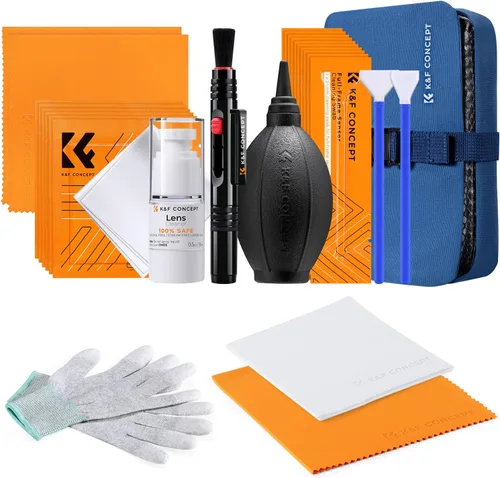 K&F Concept Kit profesional de limpieza de cámara: limpiador de sensores, hisopos APS-C y de fotograma completo, soplador de aire, cepillo de