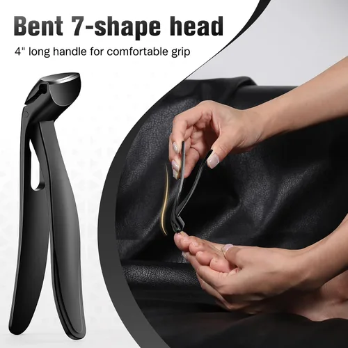 Miniatura 4 de FERYES Cortaúñas con cabeza angular y mango largo para personas mayores - Cortaúñas de gran boca ancha con recogedor para uñas gruesas - Recorte más