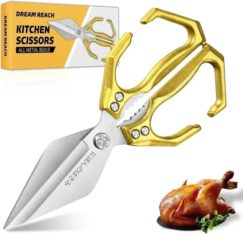 Miniatura 10 de Dream Reach Tijeras de cocina para alimentos, tijeras de aves de corral resistentes con mango ergonómico, tijeras culinarias japonesas de acero