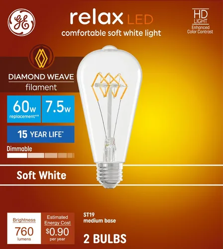 Miniatura 16 de GE Bombillas Relax HD Blanca Suave 60W ST19 (paquete de 2)