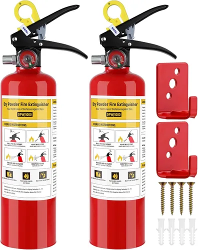 Miniatura 12 de ABC - Extintor de incendios para el hogar, 2.2 libras, extintor de polvo seco, clasificación 1A: 10-B:C, certificado para automóvil, casa, cocina
