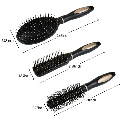 Miniatura 2 de 3 piezas de peine ovalado de masaje antiestático, cepillo redondo para el cabello, cepillo de ventilación para el cabello, cepillo desenredante