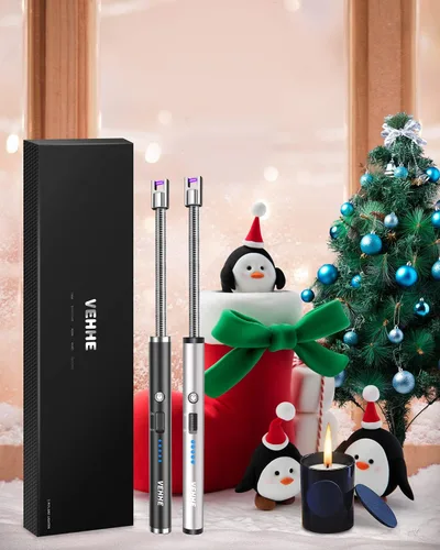 Miniatura 8 de VEHHE Encendedor de velas, paquete de 2 encendedores eléctricos recargables con pantalla LED de batería, interruptor de seguridad, encendedor USB