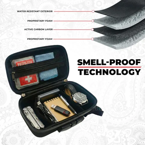 Miniatura 7 de Kashmir Bolsa a prueba de olores con cerradura de combinación, funda de viaje a prueba de olores, forro de carbón activado, con cerradura, a prueba