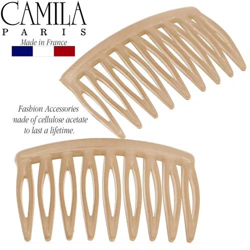 Miniatura 4 de Camila Paris CP3109 - Peine lateral francés para el cabello, pequeño, curvado, beige, con torsión francesa, decorativo, pinzas de sujeción fuerte