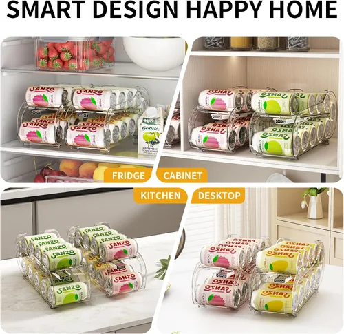 Miniatura 5 de Organizador de bebidas para refrigerador, dispensador organizador de latas de soda para refrigerador con rodado automático, organiza latas