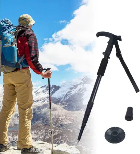 Bastón de senderismo retráctil de aleación de aluminio, bastones de senderismo portátiles adecuados para actividades al aire libre como montañismo,