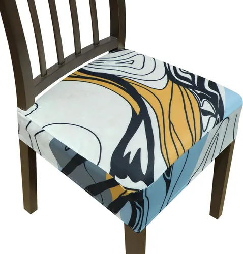 Miniatura 14 de Juego de 4 fundas elásticas para sillas de comedor, fundas para sillas de comedor, fundas para sillas de cocina, fundas de asiento extraíbles y Beige