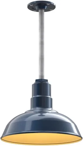 Miniatura 25 de Steel Lighting Co. El Segundo - Lámpara de granero Colgante montado en el techo Domo de 12 pulgadas Vástago de 12 pulgadas Luz de acero
