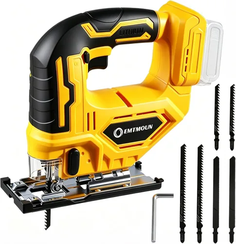 Sierra de calar inalámbrica compatible con batería Dewalt de 20 V máximo, sierra de calar sin escobillas para 3 ajustes orbitales, 3200 RPM, cortes