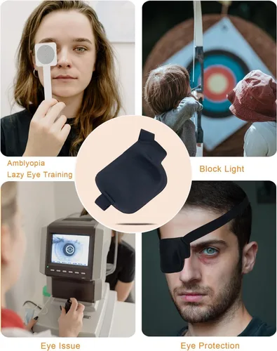 Miniatura 5 de Parche para ojos 3D, parches médicos para adultos y niños, parches para ojos perezosos para ambliopía 3D para ojo derecho Negro