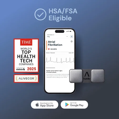 Miniatura 7 de KardiaMobile Monitor de electrocardiograma de 1 derivación, monitor cardíaco personal aprobado por la FDA de grado médico, detecta normal, AFib