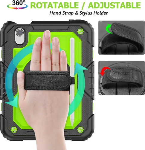 Miniatura 2 de SEYMAC stock Funda para iPad mini 7 (A17 Pro) 2024/Mini 6 de 8.3 pulgadas con protector de pantalla portalápices [correa de mano giratoria 360]