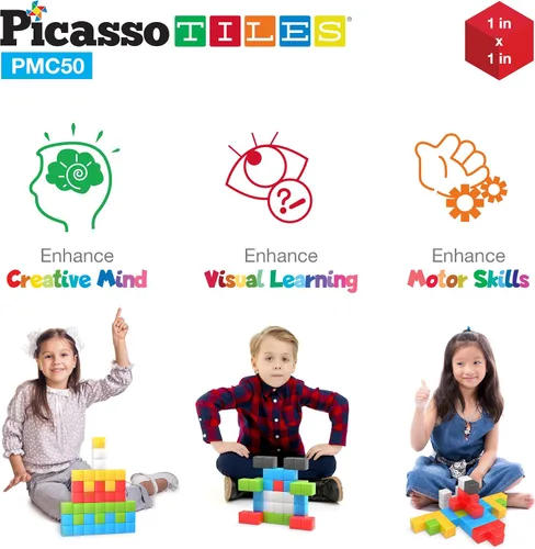 Miniatura 4 de PicassoTiles Cubo de Rompecabezas Magnético Pixel de 1" para Niños Mezcla y Combina con Libro de Ideas Gratuito Juguetes Sensoriales Aprendizaje