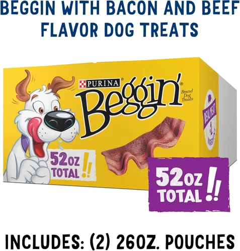 Miniatura 6 de Purina Beggin' Strips Con Carne Real Golosinas para Perros con Sabores de Tocino y Carne de Res - (Paquete de 2) Bolsas de 26 oz
