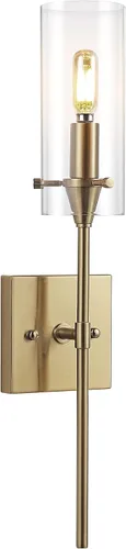 Miniatura 13 de JONATHAN Y Lámpara LED moderna de bronce aceitado de 4.5 pulgadas, pantalla cilíndrica de vidrio transparente, lámpara de pared para espejo de baño