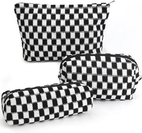 Miniatura 16 de Juego de 3 bolsas de maquillaje para niñas y mujeres, organizador de viaje, bolsa de aseo de baño, bolsa de almacenamiento de gran capacidad