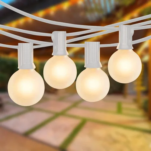 Miniatura 7 de SUNSGNE Guirnalda de luces de patio G40 impermeable de 100 pies para exteriores con 105 bombillas Edison transparentes, luces de globo para 24.9 ft