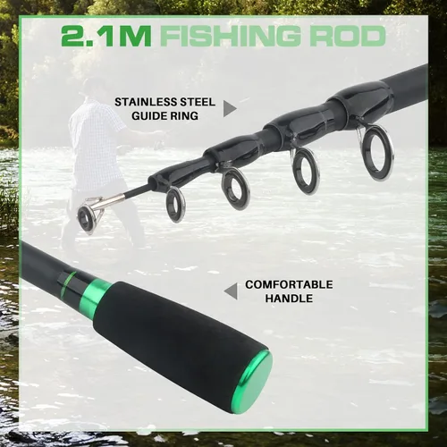 Miniatura 3 de Fishing Rod Reel Combo Telescopic Fishing Pole Spinning Reel with Baits Hooks Storage Bag Compact Collapsible Fishing Pole Starter Kit for Kids
