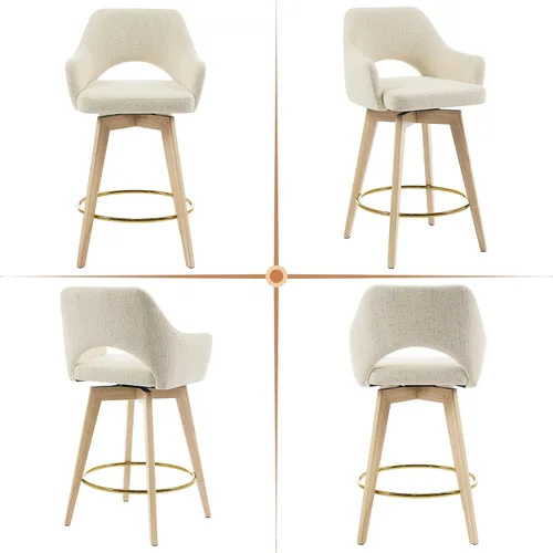 Miniatura 12 de Zesthouse Juego de 2 taburetes giratorios para mostrador, taburetes de bar de altura de mostrador de madera con respaldo y brazo, taburetes de bar
