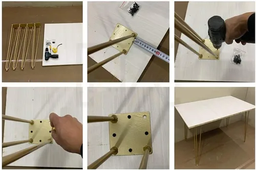 Miniatura 5 de Patas ajustables de metal para muebles, patas de mesa de centro, 3 varillas, ajustables de 0 a 0.394 in, para escritorio, mesa de comedor, mesa