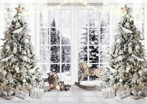 Telón de Fondo Blanco de Navidad para Fotografía, Telón de Fondo de Navidad, Telón de Fondo de Invierno, Cartel de Navidad para Fotos 10X8FT F107
