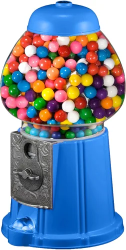 Máquina de chicles vintage - Estilo retro de 11 pulgadas, máquina expendedora de metal fundido que funciona con monedas con globo de cristal y giro