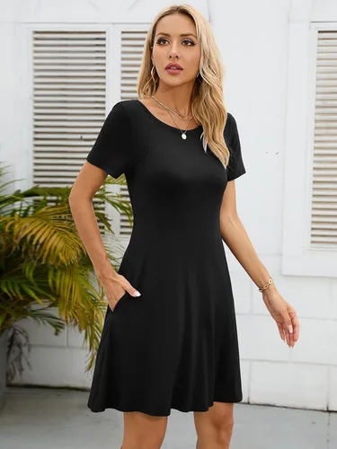 Miniatura 2 de KORSIS - Vestido estilo camiseta informal de verano, de manga corta, con bolsillos, para mujer