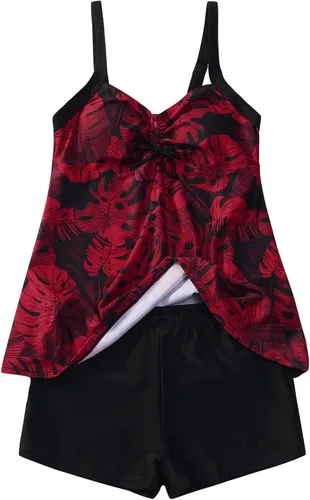 Miniatura 3 de Traje de baño tankini de talla grande para mujer, brasier acolchado push-up con relleno, conjunto de bikini para traje de baño, ropa de playa