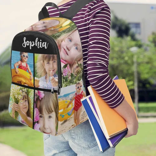 Miniatura 5 de M YESCUSTOM Mochila informal personalizada con fotos, bolsas escolares personalizadas con nombre de niño para niños, niñas, adolescentes, bolsa