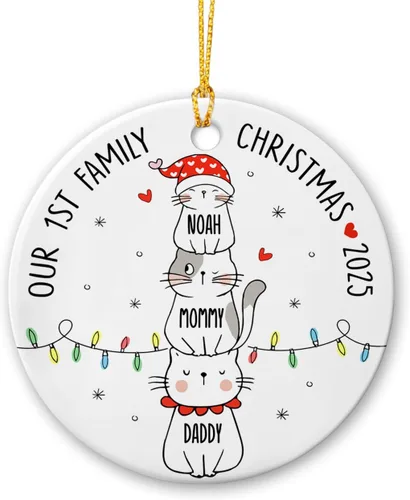 Miniatura 10 de Adorno de cerámica personalizado para la segunda Navidad de león para bebé, regalo de 2º adorno de árbol de Navidad de león para bebé, recuerdo