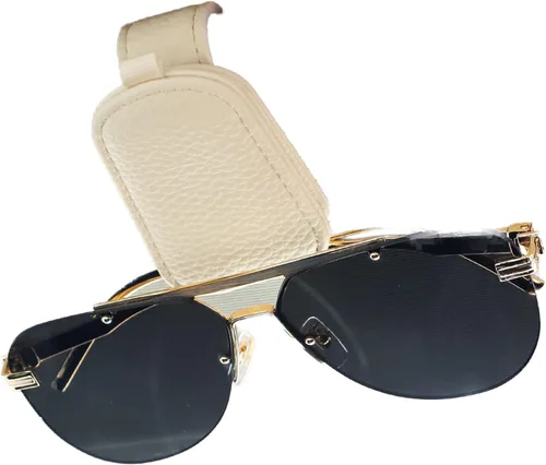Miniatura 9 de SINGARO Soporte para gafas de sol de coche, hebilla magnética de cuero para visera de coche, clip para anteojos de sol, clip para almacenamiento