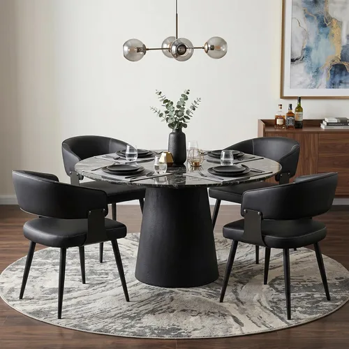 Miniatura 25 de Dining Chairs Set of 2, Modern Upholstered Faux Leather Kitchen Chairs with Curved Back, Easy to Assemble & Clean for Dining Room, Restaurant, Cafe